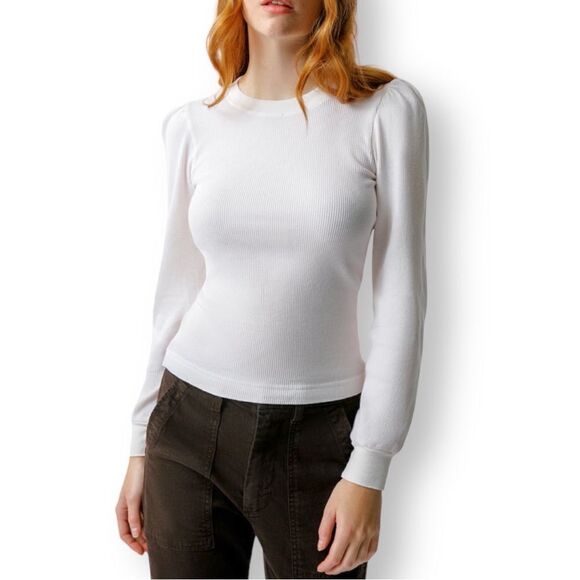 AMO Puff Sleeve Shirt Thermal Long Sleeve Top Tee - Picture 2 of 16